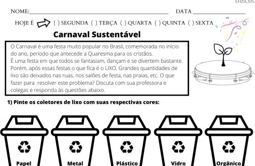 atividade carnaval sustentável